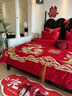 幻蝶婚慶四件套婚嫁新婚床品刺繡被套紅色結婚禮婚房喜慶中式套件 盛世龍鳳D-金 1.8床 床單款 （被套200*230cm） 四件套 曬單實(shí)拍圖