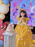 G.duck小黃鴨公主裙女童生日禮服裙春秋款兒童貝兒裙子宮廷風(fēng)泡泡袖長(cháng)裙 黃色春秋常規款 120 120碼建議110-120cm6-7歲 曬單實(shí)拍圖