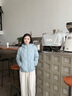 波司登（BOSIDENG）谷愛(ài)凌同款輕薄鵝絨羽絨服女短款連帽葫蘆紋修身連帽便捷收納外套 晴山藍5702 S 160/84A 曬單實(shí)拍圖