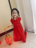 ASK JUNIOR女童裙子2025夏薄款小童花邊袖純色甜美公主裙 紅色 110 曬單實(shí)拍圖