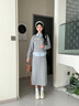 香影灰色蝴蝶結衛衣套裝女2026春季新款假兩件上衣裙子休閑兩件套 淺灰 S 曬單實(shí)拍圖