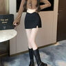 2026春夏新款純色半身褲裙女大碼胖m設計感顯瘦防走光開(kāi)衩a字短裙 黑色 XL 曬單實(shí)拍圖