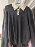 玖姿·安娜蔻高智通勤miu風(fēng)撞色假兩件羊毛針織衫女2025秋季新款 深灰 L 曬單實(shí)拍圖
