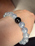 京瑩【五行補水】天然海藍寶水晶手鏈男女款護身符轉運黑曜石手串禮物 曬單實(shí)拍圖