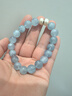 石頭記（istone）海藍寶手串珠串水晶手鏈新中式生日禮物送女友 B款10mm 曬單實(shí)拍圖
