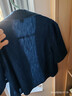 茵曼（INMAN）100%純棉牛仔襯衣2024夏季女裝新款復古洗水短袖顯瘦上衣 牛仔藍上衣 S 曬單實(shí)拍圖