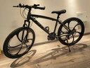 山地自行車(chē) 碳纖維 超輕 減震 變速成人越野男女輕便公路賽車(chē)碟剎 加粗前叉【暗灰】六刀輪組 26英寸 寸21速【155-185cm】 曬單實(shí)拍圖