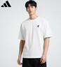 阿迪達斯adidas 純色卡通繡標運動(dòng)寬松圓領(lǐng)短袖T恤 男款 白色  XL 曬單實(shí)拍圖