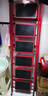 起重工具爬梯人字梯室內加厚多功能碳鋼花架梯便攜梯子家用折疊梯 【全碳鋼】紅色六步扶手梯 曬單實(shí)拍圖