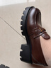 天美意粗跟樂(lè )福鞋女皮鞋新款 棕色 36 曬單實(shí)拍圖