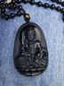 石玥珠寶烏金天然黑曜石本命佛吊墜屬兔文殊菩薩平安護身符掛件男女士款 曬單實(shí)拍圖