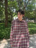 MMOPTOP復古經(jīng)典格紋長(cháng)袖襯衣男生春秋慵懶寬松襯衫休閑外套MCS45紅格XL 曬單實(shí)拍圖