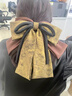 歐陽(yáng)先生氣質(zhì)港風(fēng)復古發(fā)飾后腦勺飄帶發(fā)夾夾子織帶蝴蝶結彈簧發(fā)卡頭飾 黃咖色彈簧夾 曬單實(shí)拍圖