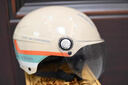 野馬（YEMA）3C認證359S電動(dòng)摩托車(chē)頭盔男女春夏季輕便式半盔電瓶車(chē)安全帽 四季通用 卡其白彩帶花配透明長(cháng)鏡 曬單實(shí)拍圖