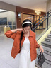 鹿王戀雪高端氣質(zhì)翻領(lǐng)外套女士春秋季2026新款高級感寬松百搭休閑夾克上衣 橘色 L  110-125斤 曬單實(shí)拍圖
