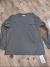 馬登工裝 復古麂皮絨拼接貼布純棉長(cháng)袖T恤寬松落肩圓領(lǐng)衛衣男 煙灰色 2XL 曬單實(shí)拍圖
