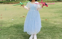 ASK JUNIOR女童連衣裙夏季薄款兒童裙子經(jīng)典時(shí)尚網(wǎng)紗公主裙 藍色 130 曬單實(shí)拍圖