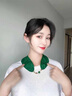 啄木鳥(niǎo)（TUCANO）磁吸扣項鏈絲巾女夏季珍珠鎖骨鏈百搭感領(lǐng)巾護頸裝飾搭配襯衫禮物 綠色幾何 曬單實(shí)拍圖