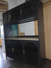 帥仕（shuaishi）廚房置物架櫥柜餐邊柜微波爐收納柜落地置物柜儲物柜碗筷柜收納柜 【防爆玻璃-三開(kāi)門(mén)】黑148長(cháng) 曬單實(shí)拍圖