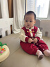 G.duck小黃鴨周歲禮服男寶寶抓周唐裝嬰兒連體衣服春秋國風(fēng)紅色百天哈衣 紅色 66cm 曬單實(shí)拍圖