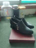 富貴鳥(niǎo)真皮牛皮高跟鞋女士尖頭粗跟單鞋黑色工作鞋 單里4.5cm 37 曬單實(shí)拍圖