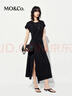 MO&Co.連衣裙夏含莫代爾彈力小黑裙收褶開(kāi)叉長(cháng)款MBE2DRST10 黑色 L /170 曬單實(shí)拍圖