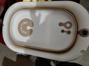 嬰兒折疊浴盆新生嬰幼兒寶寶大號坐躺托浴架可折疊洗澡盆兒童用品 【觸屏感溫】棕+盆+浴網(wǎng)+浴架+墊 曬單實(shí)拍圖