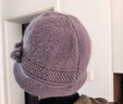 笙格兒 帽子女冬季中老年保暖兔毛帽老年人毛線(xiàn)帽圍巾冬季送媽媽的生日禮物加絨針織帽 淺紫 單個(gè)帽子 均碼 曬單實(shí)拍圖