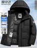 雪中飛鵝絨羽絨服男士短款脫卸帽加厚保暖休閑商務(wù)秋冬外套男裝190 曬單實(shí)拍圖
