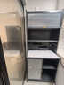 帥仕廚房用具置物架落地巖板收納儲物柜碗柜餐邊櫥柜鍋具微波爐烤箱架 加厚板材+巖板【灰6層長(cháng)80深42套裝】加高34cm 曬單實(shí)拍圖