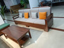 采百木實(shí)木沙發(fā)  黑胡桃新中式沙發(fā)客廳組合冬夏兩用大小戶(hù)型儲物家具 獨立三人位 組裝 曬單實(shí)拍圖