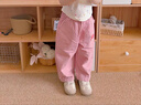 嘟嘟家【100%棉】?jì)和兠扪澴哟貉b男童卡通長(cháng)褲春款女童直筒褲寶寶童裝 山茱萸粉 80 曬單實(shí)拍圖