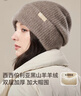 玖慕（JIUMU）山羊絨大頭圍保暖毛線(xiàn)帽秋冬羊毛針織帽冷帽冬帽堆堆帽防寒帽子女 曬單實(shí)拍圖