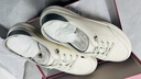 哈森輕薄軟底小白鞋女春季平底兩穿運動(dòng)休閑鞋HCS256107 米白色 /銀色牛皮革 39 (245mm) 曬單實(shí)拍圖