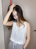 吊帶背心女夏季新款寬肩帶外穿棉麻上衣打底寬松慵懶無(wú)袖T恤內搭 白色 【精選雪花棉面料】 L 【推薦115-130斤】 曬單實(shí)拍圖