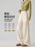 拉夏貝爾醋酸羊毛闊腿褲冬季2025超火的加絨羊絨糯米褲 杏色【加絨】 M 曬單實(shí)拍圖
