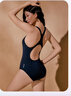 速比濤（Speedo）泳衣女專(zhuān)業(yè)游泳健身訓練溫泉度假純色防曬抗氯連體泳衣 深藍色 34 曬單實(shí)拍圖