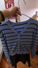 伊芙麗（eifini）朱珠代言伊芙麗桑蠶絲混紡假兩件披肩條紋針織開(kāi)衫26春季新款 藍色 M 105-115斤 曬單實(shí)拍圖