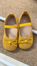 G.duck小黃鴨女童小皮鞋春夏新款蝴蝶結女孩公主鞋軟底豆豆鞋布鞋寶寶單 黃色 21 曬單實(shí)拍圖