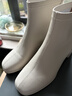 達芙妮官方真皮馬丁靴女加絨2026秋冬新款法式粗跟短靴女氣質(zhì)瘦瘦靴子女 米白色【真皮系列】 35 曬單實(shí)拍圖