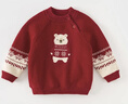 戴維貝拉男童半高領(lǐng)新年毛衣冬女童兒童圣誕加絨紅色針織衫 曬單實(shí)拍圖