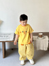 嘟嘟家兒童夏季套裝寬松男童短袖T恤上衣卡通女童夏裝休閑褲寶寶兩件套 奶黃色 110 曬單實(shí)拍圖