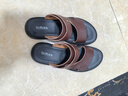 蜻蜓牌夏季男士休閑涼鞋真皮牛皮軟底沙灘鞋透氣外穿兩用防滑涼拖鞋 棕色 42 曬單實(shí)拍圖
