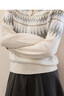 ELLE費爾島大翻領(lǐng)復古毛衣女2026春季新款設計感慵懶套頭針織衫 米白 L 曬單實(shí)拍圖