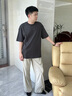 班尼路S&K系列純棉短袖t恤男士2026新款夏季寬松大碼重磅半袖男生體恤 灰色【純棉】 XL 建議130-150斤 曬單實(shí)拍圖