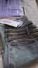 UNIFREE闊腿牛仔褲美式復古燙鉆高腰顯瘦微喇叭寬松辣妹拖地長(cháng)褲 XL  曬單實(shí)拍圖