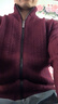 NVWNK高端秋冬加厚拉鏈羊絨開(kāi)衫100%山羊絨衫男爸爸純色針織毛衣外套潮 3012-酒紅【530克】 XL 175 建議140-155斤穿 曬單實(shí)拍圖