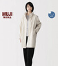MUJI 女式 不易沾水防紫外線(xiàn)可折疊風(fēng)帽長(cháng)大衣 女裝外套春季 BD11YC6S 象牙色 S  (155/80A) 曬單實(shí)拍圖