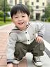 波步（BORBOON B）寶寶外套春裝2026海軍風(fēng)針織開(kāi)衫嬰幼兒毛衣春秋款上衣男童衣服女 【灰色】2557 80 曬單實(shí)拍圖
