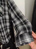 史努比（SNOOPY）長(cháng)袖襯衫男春秋格子外套男士寬松休閑翻領(lǐng)襯衣上衣  黑色 L 曬單實(shí)拍圖